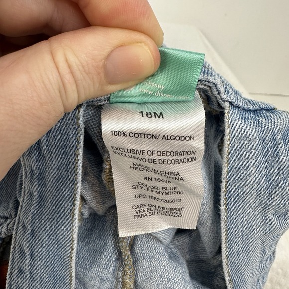 Disney Overalls Baby Toddler  18M Blue Denim Mickey Donald Pluto Shortalls‎ - Picture 10 of 10